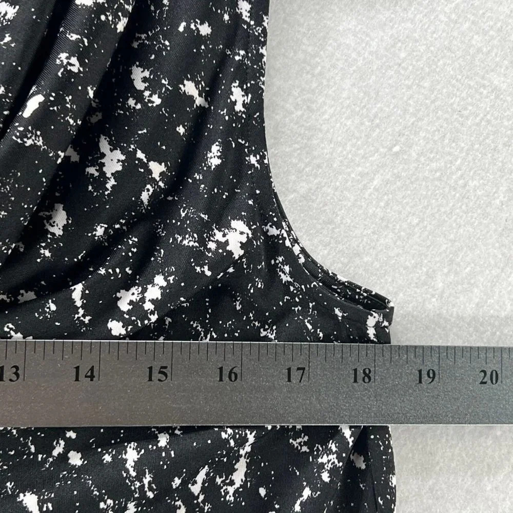 89TH & MADISON Tank Womens Sz M Printed Draped Sleeveless Stretch Jersey Black - Picture 9 of 10